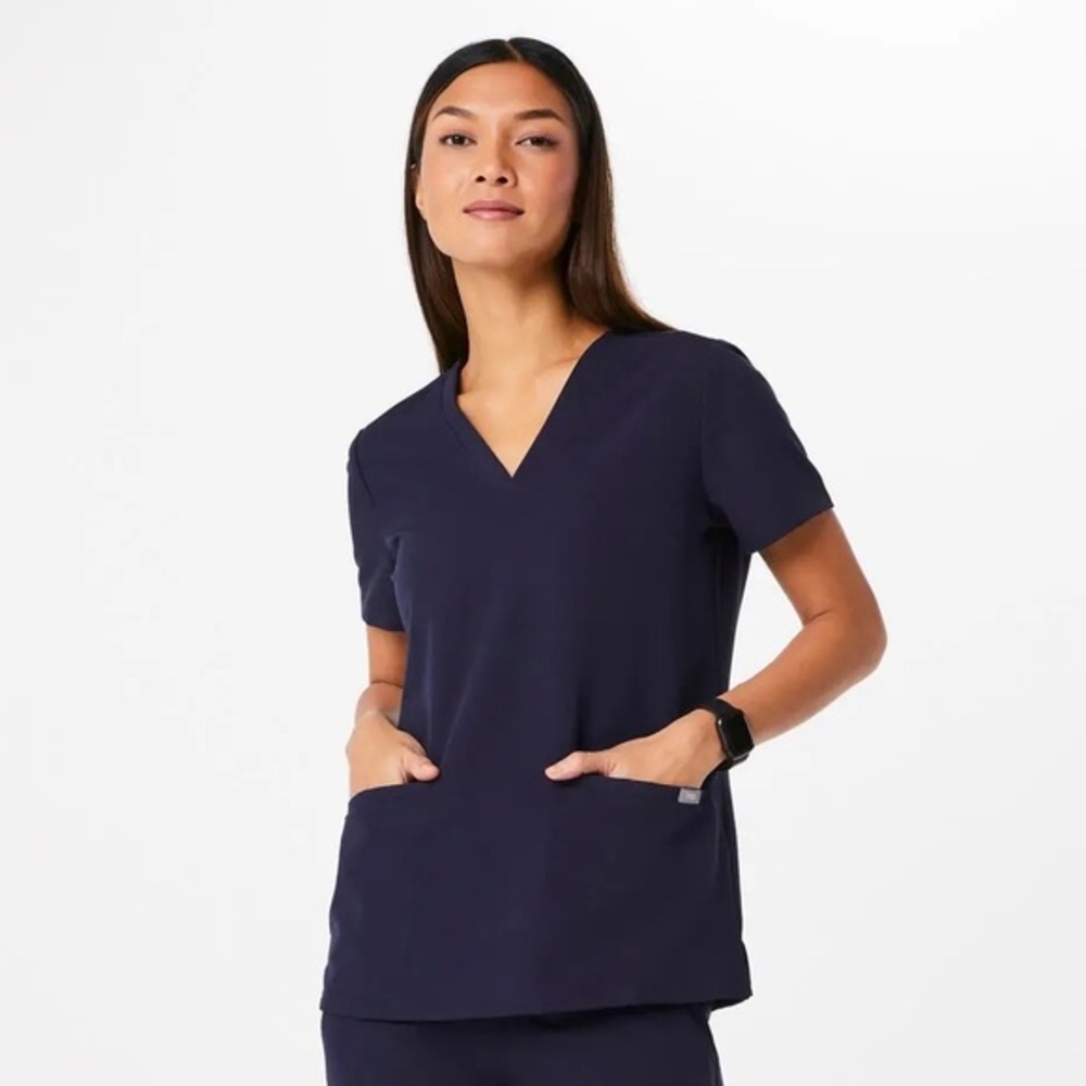 Figs Casma Three-Pocket Scrub Top Navy Blue Size XL